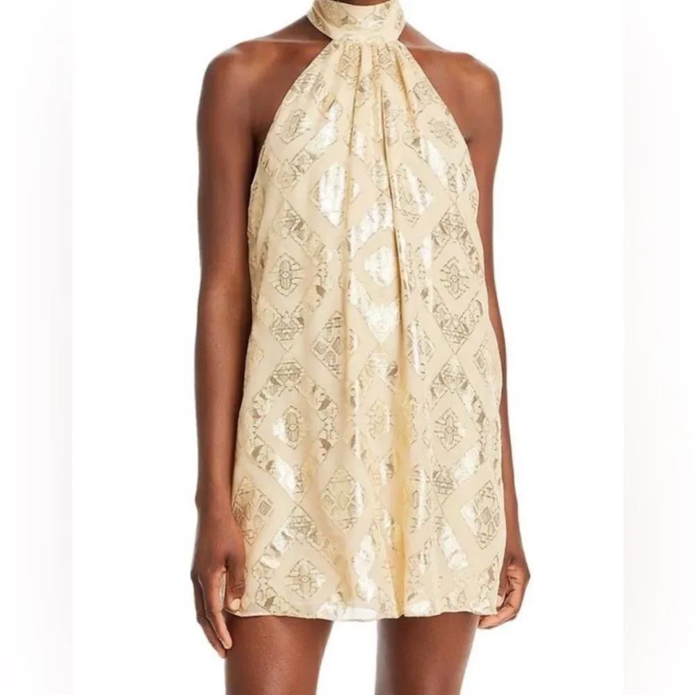 Ramy Brook Metallic Sam Shift Mini Silk blend  dress NWT Size 12